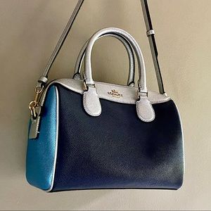 FROZEN Coach Metallic Silver Blue Color Block Mini Bennett Crossbody F66909 NWOT